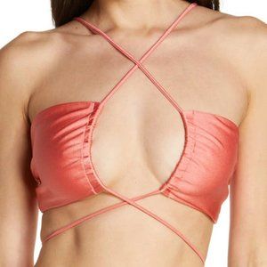 JADE SWIM Livi Front-tie Bikini Top In Coral Sheen